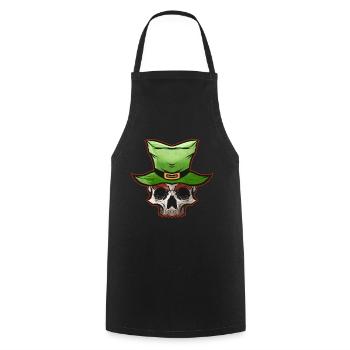 Crâne portant un chapeau vert le jour de la Saint-Patrick - Tablier de cuisine - noir - Devant - AI Model Male 185 dark (185cm)