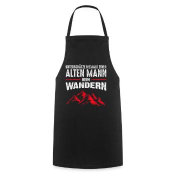 Wandern - Alter Mann | Retro lustige Sprüche - Kochschürze - Schwarz - Vorne - AI Model Male 185 dark (185cm)