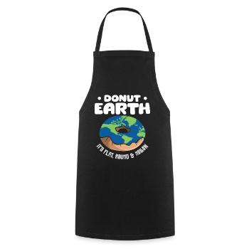 Donut Earth – Flat, Round & Hollow - Cooking Apron - black - Front - AI Model Male 185 dark (185cm)