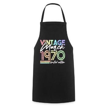 Vintage Mars 1970 Birthday Design pour femmes - Tablier de cuisine - noir - Devant - AI Model Male 185 dark (185cm)