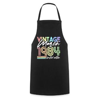 Vintage Mars 1984 Birthday Design pour Femmes - Tablier de cuisine - noir - Devant - AI Model Male 185 dark (185cm)