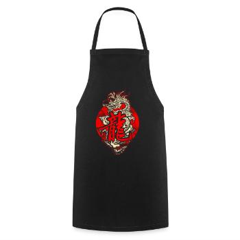 Dragon with Chinese characters - Cooking Apron - black - Front - AI Model Male 185 dark (185cm)