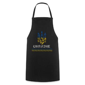 T-shirt Blason Ukraine Or - Tryzub Ukrainien - Tablier de cuisine - noir - Devant - AI Model Male 185 dark (185cm)