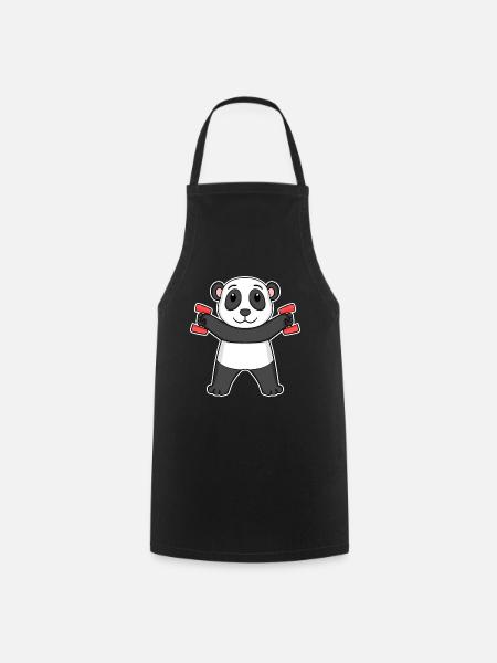 Panda Dumbbell Dumbbells Fitness Gym - Cooking Apron - black