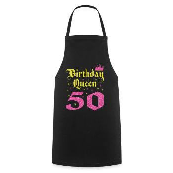 50e anniversaire Reine 50 ans Cadeau d’anniversaire - Tablier de cuisine - noir - Devant - AI Model Male 185 dark (185cm)