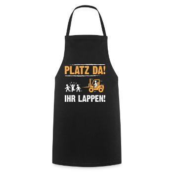 Staplerfahrer Lagerist Spruch - Kochschürze - Schwarz - Vorne - AI Model Male 185 dark (185cm)