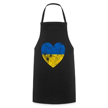 VINTAGE HEART FLAG BLUE YELLOW UKRAINE - Cooking Apron - black - Front - AI Model Male 185 dark (185cm)