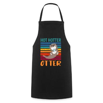Hot Hotter Otter - Cooking Apron - black - Front - AI Model Male 185 dark (185cm)