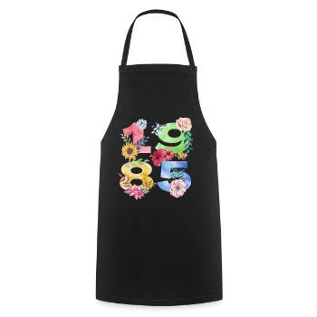 Jahrgang 1985 Geburtstags Blumen Design für Frauen - Kochschürze - Schwarz - Vorne - AI Model Male 185 dark (185cm)