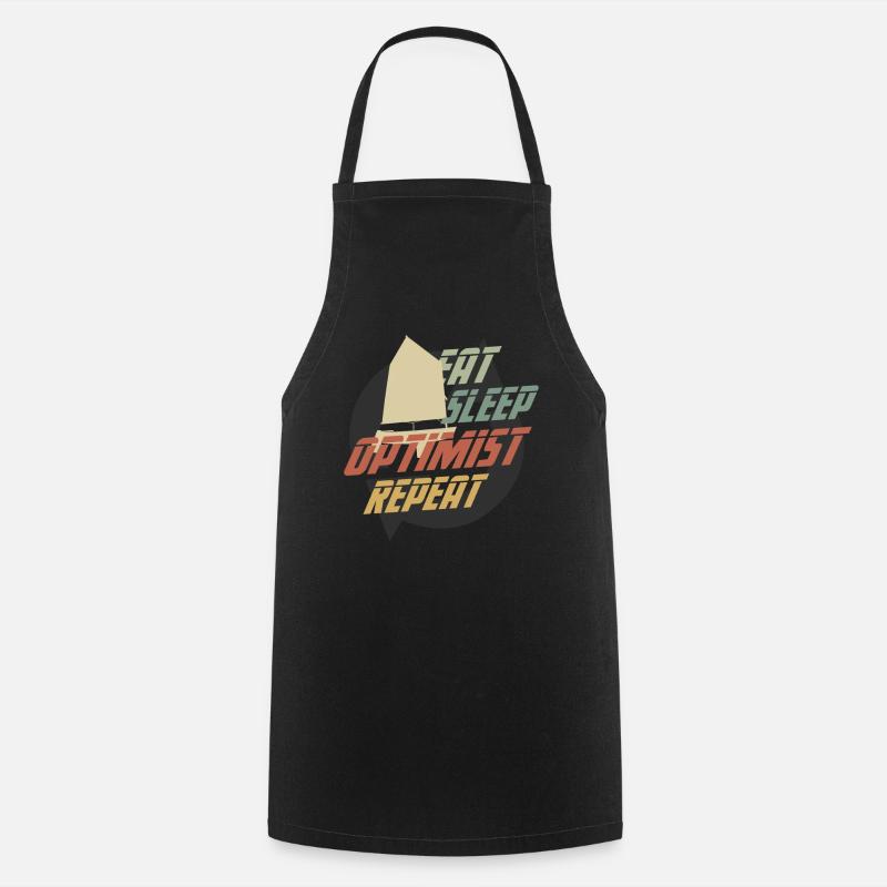 Retro Eat Sleep Optimist Répéter OPTIMIST PRESENT - Tablier de cuisine - noir