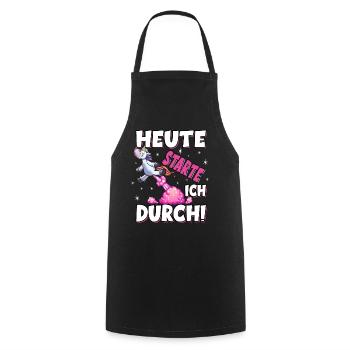 Heute Starte Ich Durch - Pupsen Einhorn - Kochschürze - Schwarz - Vorne - AI Model Male 185 dark (185cm)