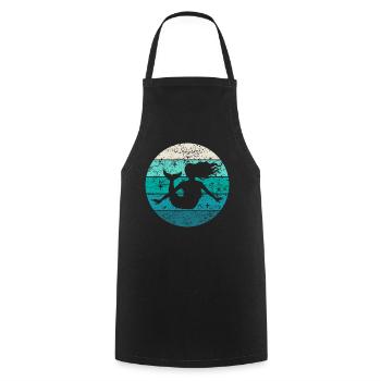 Mermaid Gift Ladies Girls Retro Vintage - Cooking Apron - black - Front - AI Model Male 185 dark (185cm)
