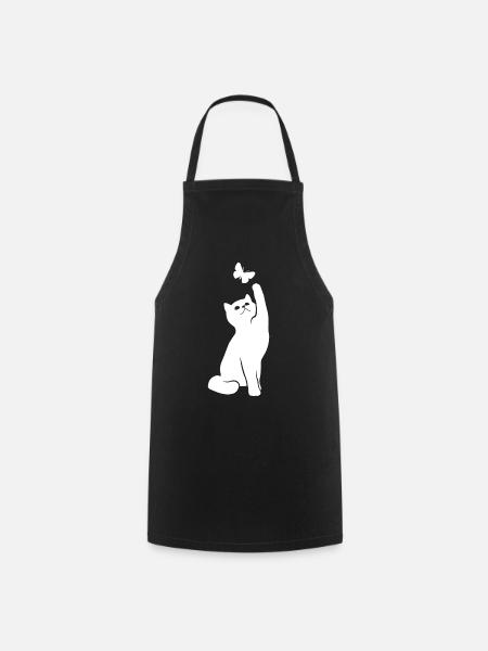 Chat Drôle Chaton Chat Amoureux Cadeau - Tablier de cuisine - noir