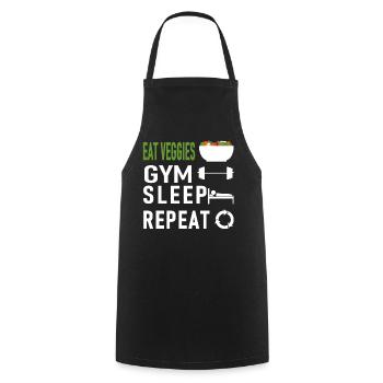 Régime gym - Tablier de cuisine - noir - Devant - AI Model Male 185 dark (185cm)