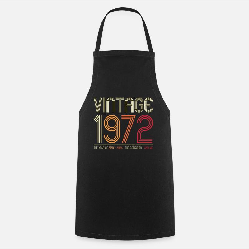 Millésime 1972 Rétro Année Graphique - Tablier de cuisine - noir