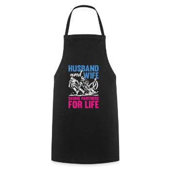 Skier Marriage Married Couple Husband Woman Gift - Cooking Apron - black - Front - AI Model Male 185 dark (185cm)