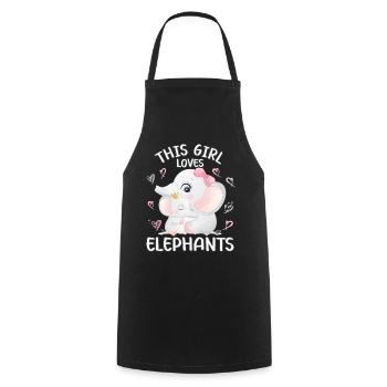 Mama Elephant Baby Elephant Cette fille aime les éléphants - Tablier de cuisine - noir - Devant - AI Model Male 185 dark (185cm)