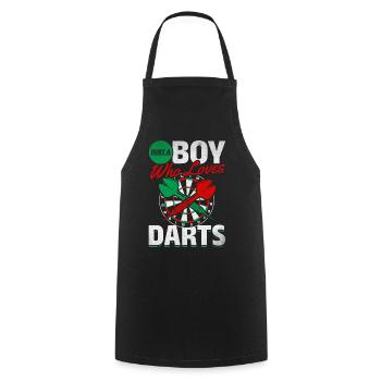 Dartspiel Dartspieler Junge Ich bin nur ein Junge, - Kochschürze - Schwarz - Vorne - AI Model Male 185 dark (185cm)