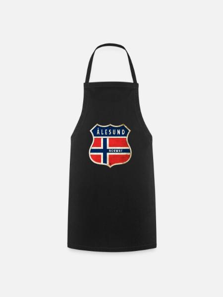 Ålesund Norwegen Wappen Flaggen Design - Kochschürze - Schwarz