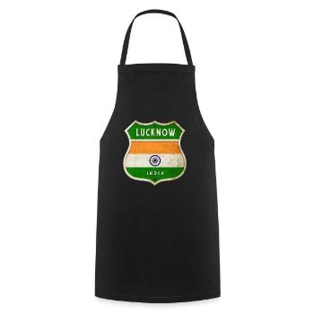 Lucknow Inde Armoiries Drapeaux Design - Tablier de cuisine - noir - Devant - AI Model Male 185 dark (185cm)