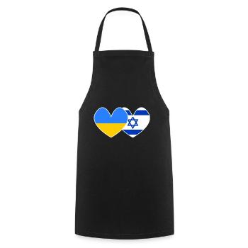 Soutien de l’Ukraine et d’Israël - Tablier de cuisine - noir - Devant - AI Model Male 185 dark (185cm)