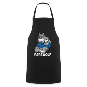 Papawolf Wolf Papa und Baby Papa Vatertag für - Kochschürze - Schwarz - Vorne - AI Model Male 185 dark (185cm)