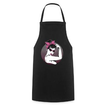 Retro Rockabilly Girl - Kochschürze - Schwarz - Vorne - AI Model Male 185 dark (185cm)