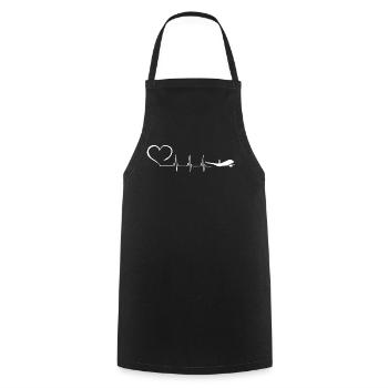 PLANE EKG HEARTBEAT - Kochschürze - Schwarz - Vorne - AI Model Male 185 dark (185cm)