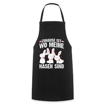 Ostern Hase | Zuhause ist wo meine Hasen sind - Kochschürze - Schwarz - Vorne - AI Model Male 185 dark (185cm)