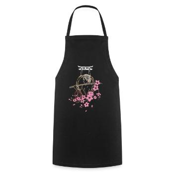 Japanese samurai with cherry blossoms and sakura - Cooking Apron - black - Front - AI Model Male 185 dark (185cm)