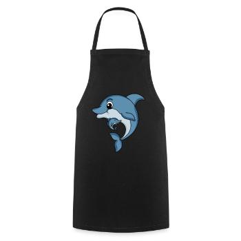 Delfin Familie - Delfin mit Baby - Delfin Motiv - Kochschürze - Schwarz - Vorne - AI Model Male 185 dark (185cm)