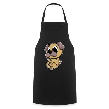 Mops Familie - Mops mit Baby - Mops Motiv - Kochschürze - Schwarz - Vorne - AI Model Male 185 dark (185cm)