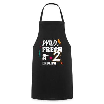 2 Geburtstag | Wild frech & endlich 2 - Kochschürze - Schwarz - Vorne - AI Model Male 185 dark (185cm)