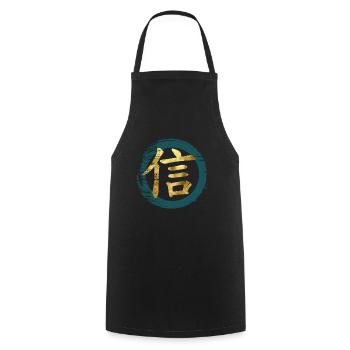 Faith Zen Circle Japanese Kanji Calligraphy Art - Cooking Apron - black - Front - AI Model Male 185 dark (185cm)