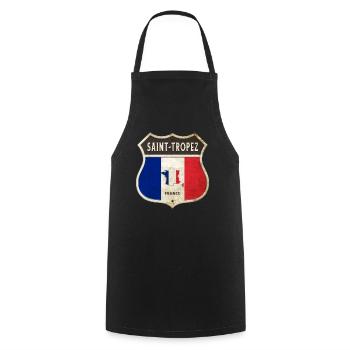 Saint-Tropez Frankreich Wappen Flaggen Design - Kochschürze - Schwarz - Vorne - AI Model Male 185 dark (185cm)
