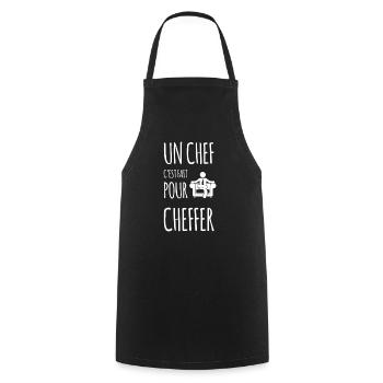 Chef cheffer drôles - Tablier de cuisine - noir - Devant - AI Model Male 185 dark (185cm)