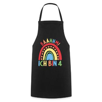 4 Jahre Geburtstagskind Regenbogen 4. Geburtstag - Kochschürze - Schwarz - Vorne - AI Model Male 185 dark (185cm)