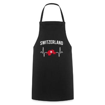 Suisse Heartbeat - Tablier de cuisine - noir - Devant - AI Model Male 185 dark (185cm)