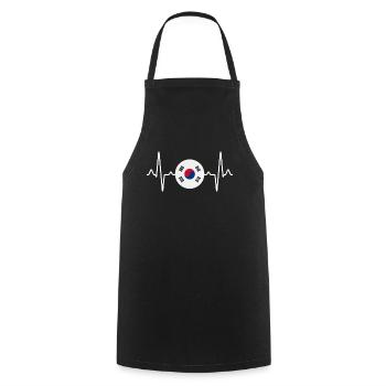 Südkorea Herzschlag - Kochschürze - Schwarz - Vorne - AI Model Male 185 dark (185cm)
