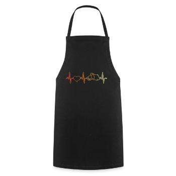Roller Mofa Herzschlag Retro - Kochschürze - Schwarz - Vorne - AI Model Male 185 dark (185cm)