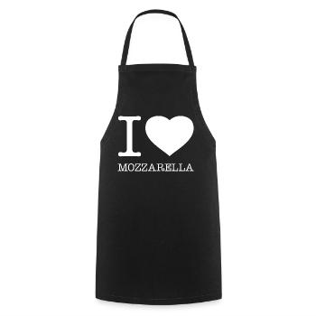 I LOVE MOZZARELLA - Kochschürze - Schwarz - Vorne - AI Model Male 185 dark (185cm)