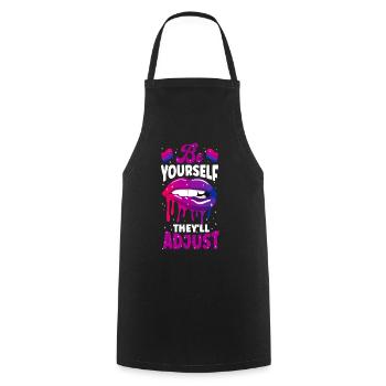 Bisexuel Bi Pride Flag Mouth Be - Tablier de cuisine - noir - Devant - AI Model Male 185 dark (185cm)