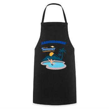 Summer paradise pool area - Cooking Apron - black - Front - AI Model Male 185 dark (185cm)