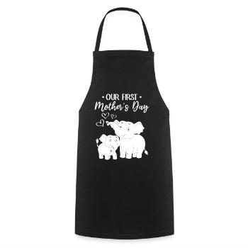 Notre premier bébé de la fête des mères - Tablier de cuisine - noir - Devant - AI Model Male 185 dark (185cm)