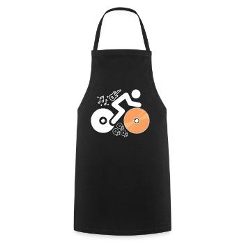 DJ Figure avec disques et notes musicales - Tablier de cuisine - noir - Devant - AI Model Male 185 dark (185cm)