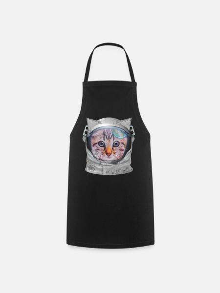 Cat in space - Cooking Apron - black