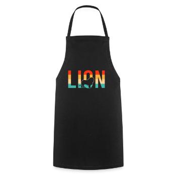 Löwe lion Rétro - Tablier de cuisine - noir - Devant - AI Model Male 185 dark (185cm)