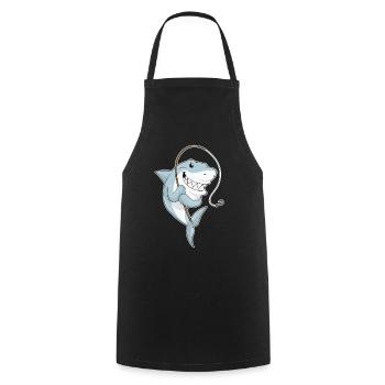 Pêche à la canne à pêche pour les pêcheurs de requins - Tablier de cuisine - noir - Devant - AI Model Male 185 dark (185cm)