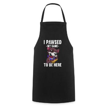 I Pawsed My Game To Be Here Gaming Dog Gamer - Kochschürze - Schwarz - Vorne - AI Model Male 185 dark (185cm)