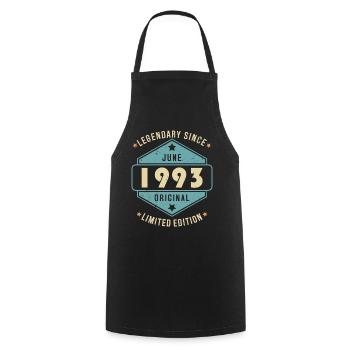 Juin 1993 Vintage Retro Anniversaire - Tablier de cuisine - noir - Devant - AI Model Male 185 dark (185cm)